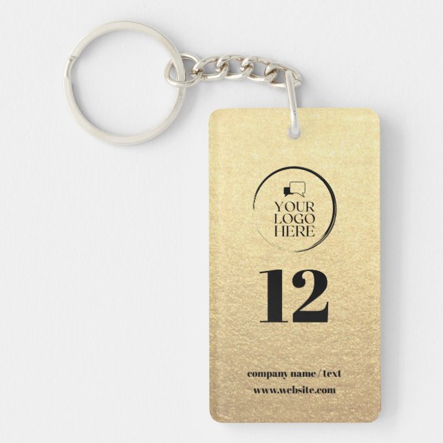 Room Number Business Logo Modern Office Key  Key Ring (Front)