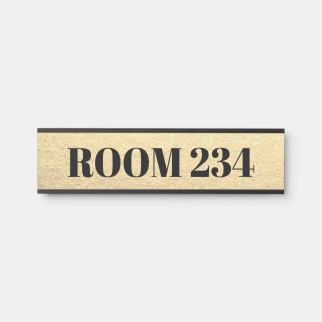 Room Number Door Sign Gold Black Hotel Office (Front)