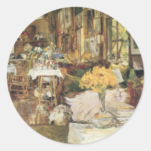 Room of Flowers by Childe Hassam, Vintage Fine Art Classic Round Sticker