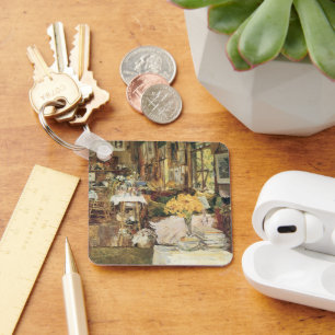 Room of Flowers by Childe Hassam, Vintage Fine Art Key Ring