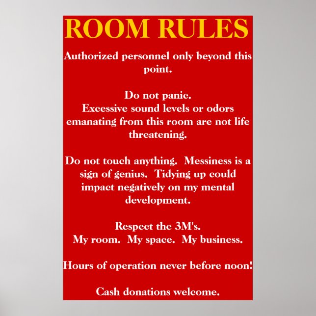 Room Rules Poster (Front)