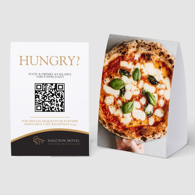 Room service food ordering QR photo black gold (Front/Back)