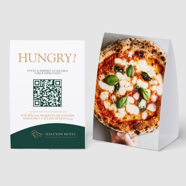 Room service food ordering QR photo green gold (Front/Back)