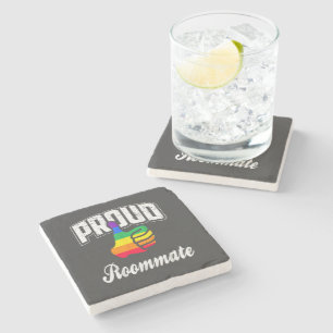 Roommate Gay Pride Stone Coaster