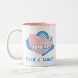 Roommate Gift Custom Name "Roomies Forever" Retro Two-Tone Coffee Mug