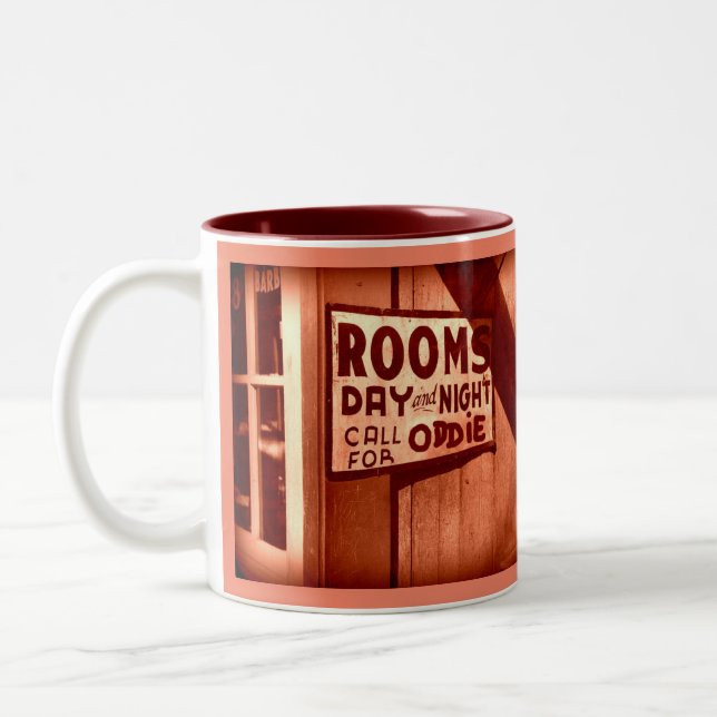 Rooms Day & Night - Call for Oddie Two-Tone Coffee Mug (Left)
