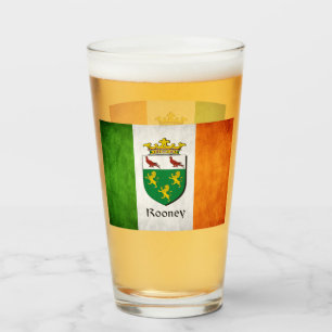 Rooney Surname Irish Flag Glass