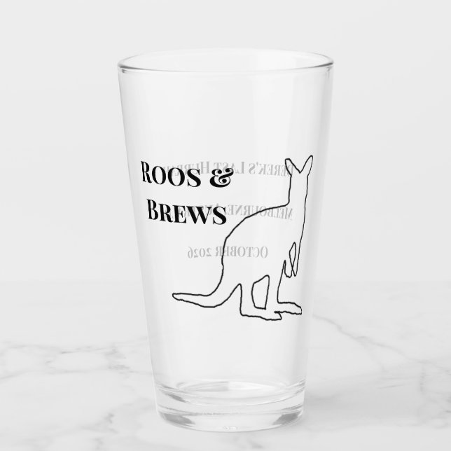 Roos & Brews Bachelor Party Memory Glass (Front)