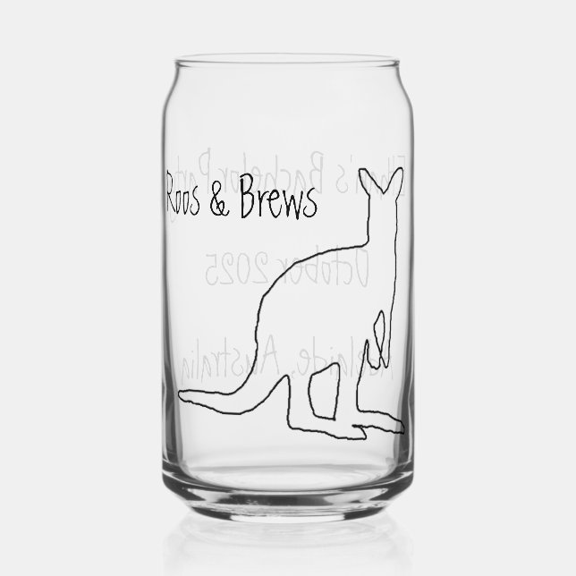 Roos & Brews Stag Party Glass (Front)