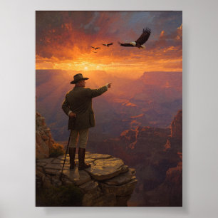Roosevelt at the Grand Canyon Poster