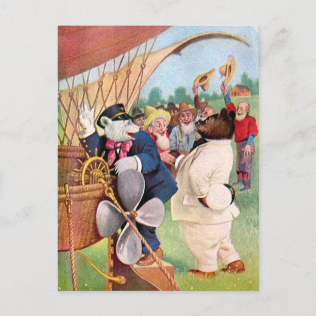 Roosevelt Bears Fly in  Hot Air Balloon Postcard (Front)