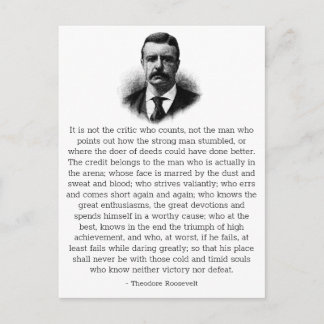 Roosevelt "Man in the Arena" Inspiring Postcard