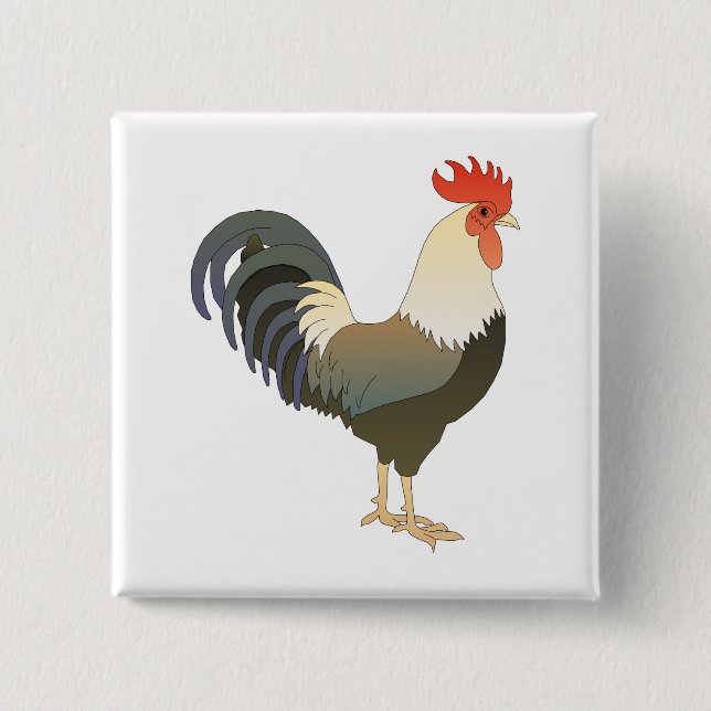 Rooster 15 Cm Square Badge (Front)