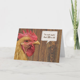 Rooster 50th Birthday Humour Card