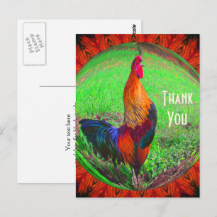 Rooster Abstract Nature Thank You Postcard