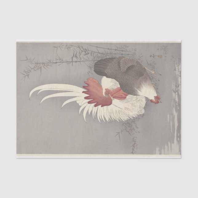 Rooster and Chicken by Ohara Koson Tissue Paper (Front)
