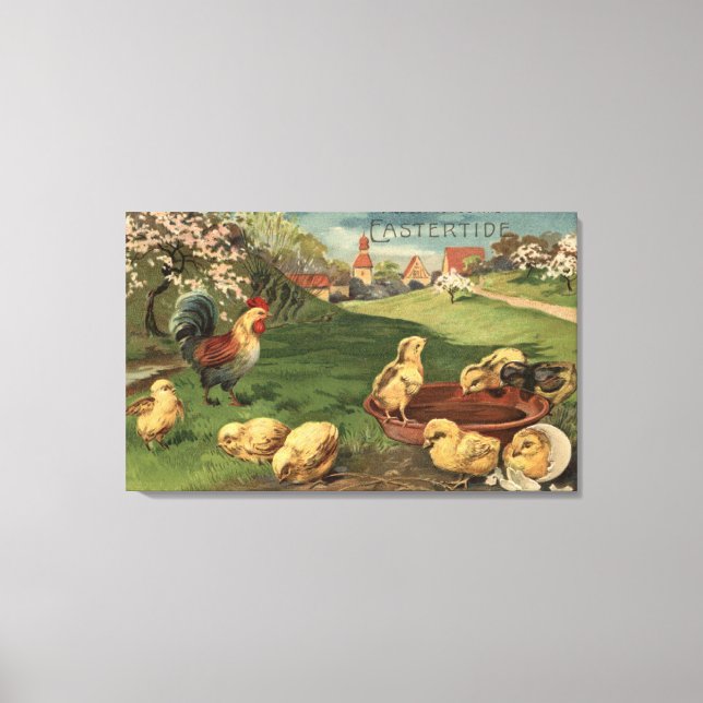 Rooster and Chicks Canvas Print (Front)