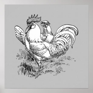 Rooster And Hen - Archival Print