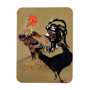 Rooster and Hen by Ito Jakuchu Magnet