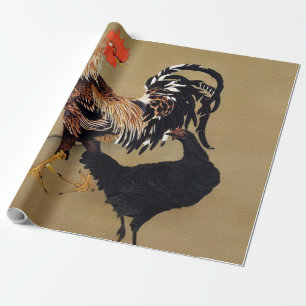 Rooster and Hen by Ito Jakuchu Wrapping Paper