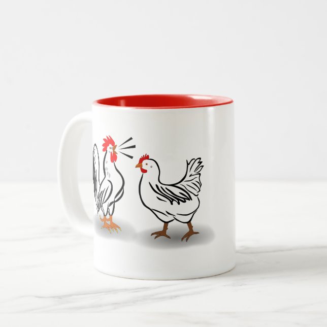 Rooster and Hen Mug (Front Left)