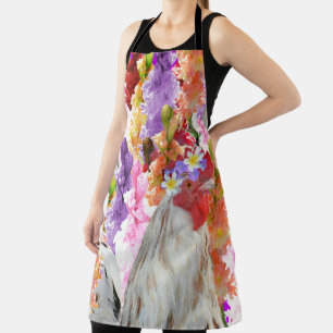 Rooster And Hollyhocks, Apron