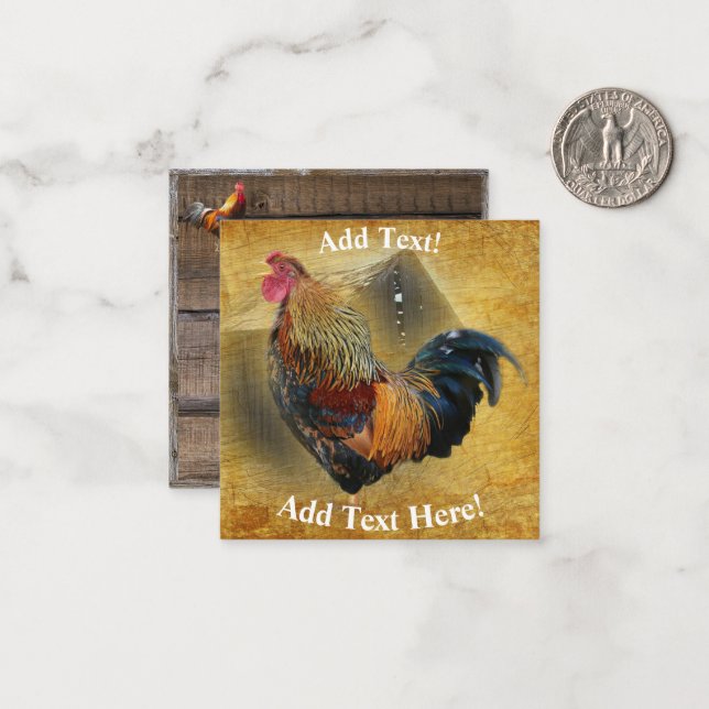 Rooster and Rustic Barn Chicken Coop Note Cardba Card (Front/Back In Situ)