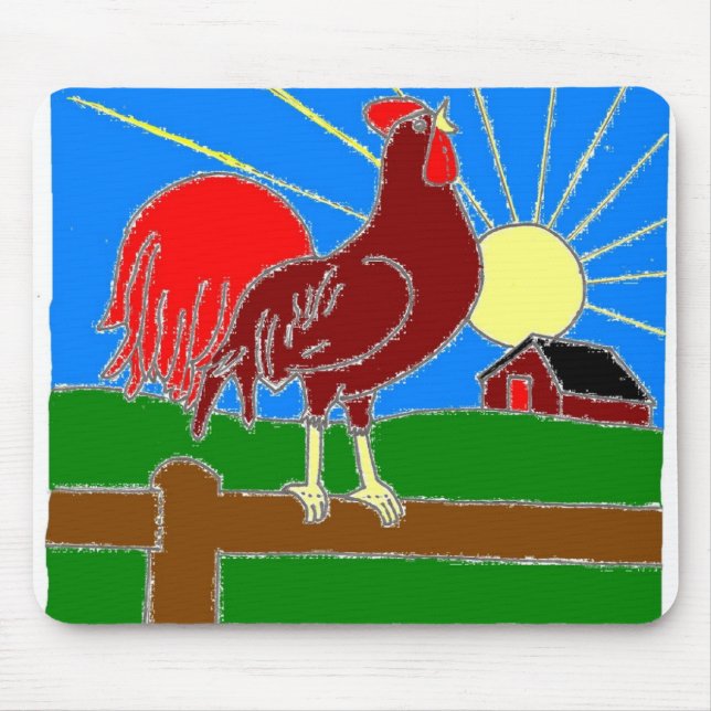 Rooster and Sun Mousepad (Front)