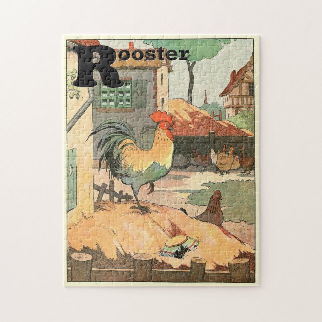 Rooster Animal Alphabet Letter Jigsaw Puzzle (Vertical)