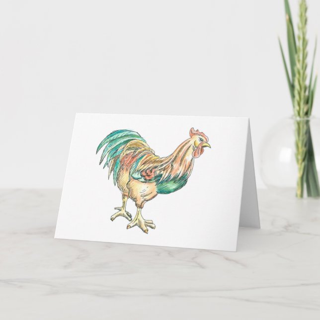 Rooster Art Greeting Card (Front)