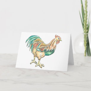 Rooster Art Holiday Card
