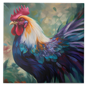 Rooster Art Painting Ceramic Tile
