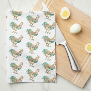 Rooster Art Tea Towel