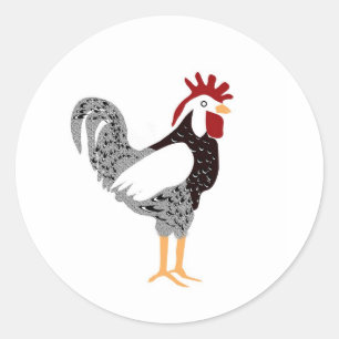 Rooster art: Wyandotte black lacy chicken gifts Classic Round Sticker