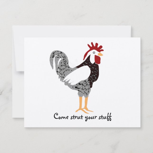 Rooster art: Wyandotte black lacy chicken gifts Invitation (Front)