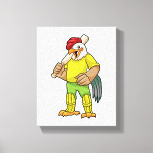 Rooster as Batsman with Cricket bat Canvas Print