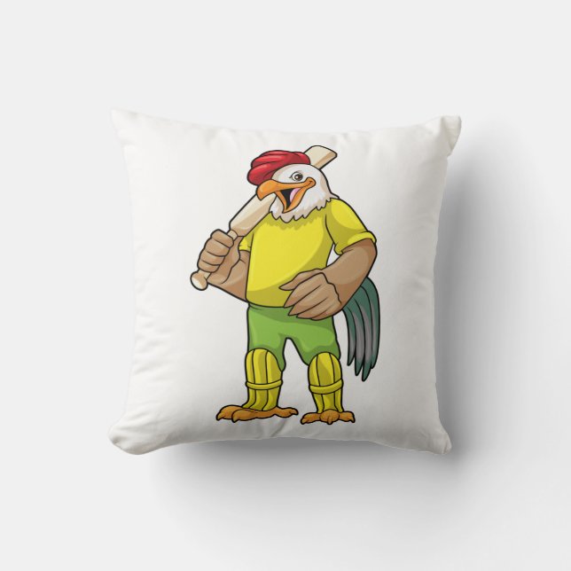 Rooster as Batsman with Cricket bat Cushion (Front)