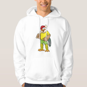 Rooster as Batsman with Cricket bat Hoodie