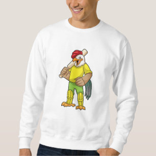 Rooster as Batsman with Cricket bat Sweatshirt