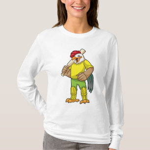 Rooster as Batsman with Cricket bat T-Shirt