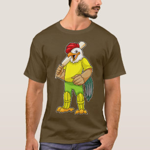 Rooster as Batsman with Cricket bat T-Shirt