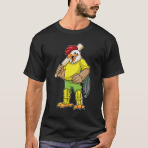 Rooster as Batsman with Cricket bat T-Shirt
