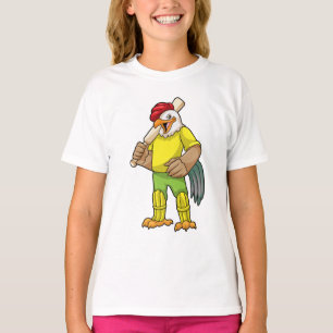 Rooster as Batsman with Cricket bat T-Shirt