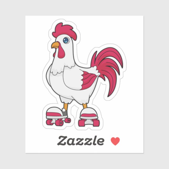 Rooster at Inline skating with Roller skates (Sheet)