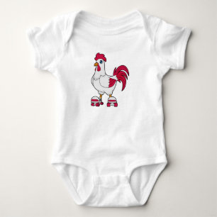 Rooster at Inline skating with Roller skates Baby Bodysuit