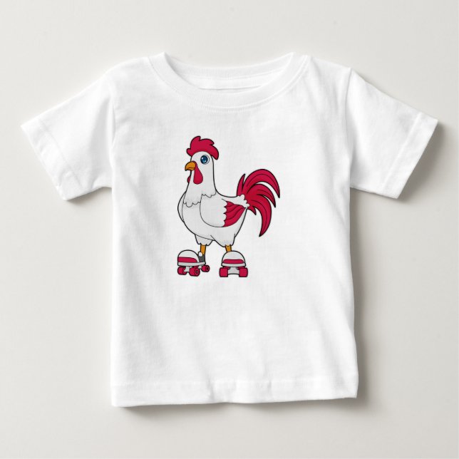 Rooster at Inline skating with Roller skates Baby T-Shirt (Front)