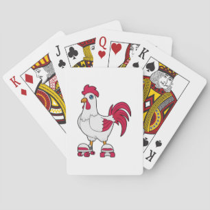 Rooster at Inline skating with Roller skates Playing Cards