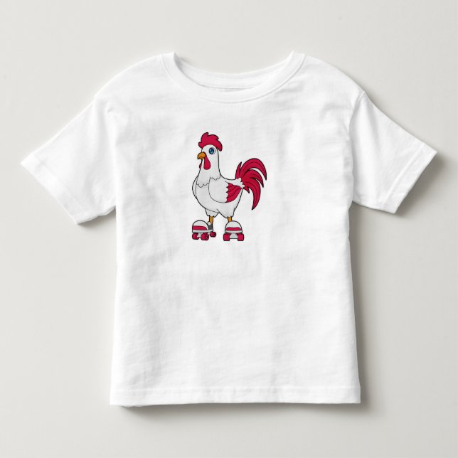 Rooster at Inline skating with Roller skates Toddler T-Shirt (Front)