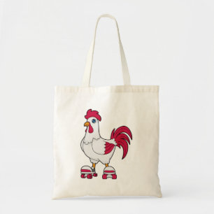 Rooster at Inline skating with Roller skates Tote Bag