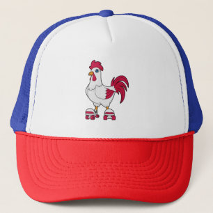 Rooster at Inline skating with Roller skates Trucker Hat